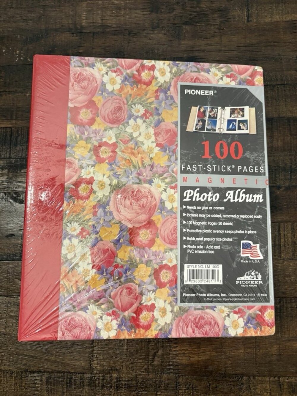 Vintage 1990’s Magnetic Self-Stick 3-Ring Photo Album 100 Pages Floral Sealed